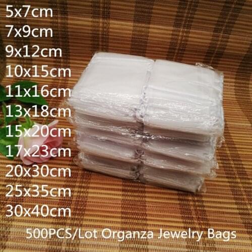 500PCS Organza Drawstring Jewelry Bag Gift Bags For Jewelry Packaging Display Pouches Jewellery Bag Wedding Party Organza Bags