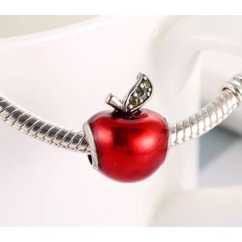 Authentic S925 Bead Apple Charm fit Pandora Bracelet Bangle DIY Jewelry