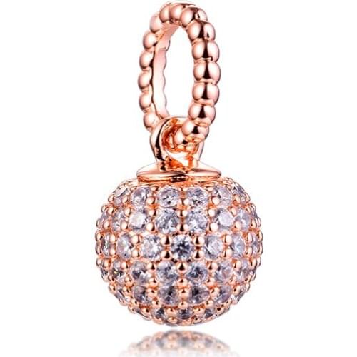CKK Rose Pave Ball Charms 925 Original Fit Pandora Bracelet Sterling Silver Beads for Jewelry Making Kralen Berloques