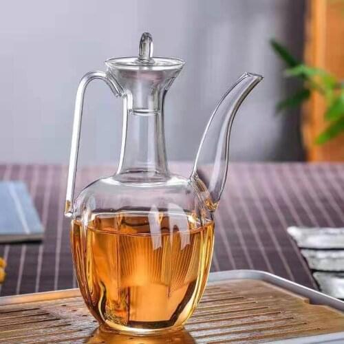Warmer Handle Kettle Teapot Cup Filter Flower Transparent Infuser Teapots Lid Glass Teaware Te Verde Chino Cookware DL60CH