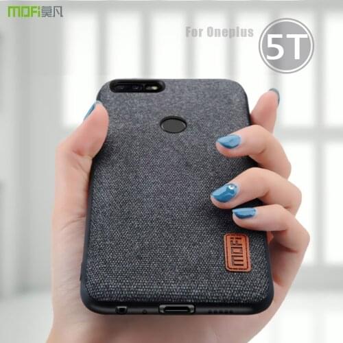 Oneplus 5t Case Cover MOFI One Plus 5T Back Hard Case Soft silicone edge Fabrics Business Case for 1+5t Full Cover OP5T Case