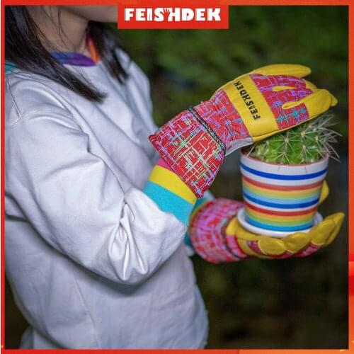 Kids Genuine Leather Work Gloves for Winter Gardening Safety Protection with Wear Resistance Elastic Waist 3M Thinsulate Lining