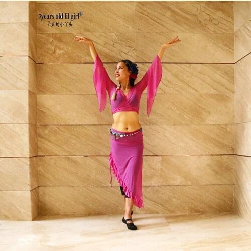 Women Suit Fishtail Skirt Female Adults Belly Dance Costumes Mesh Uniforms Two PieceDUU04