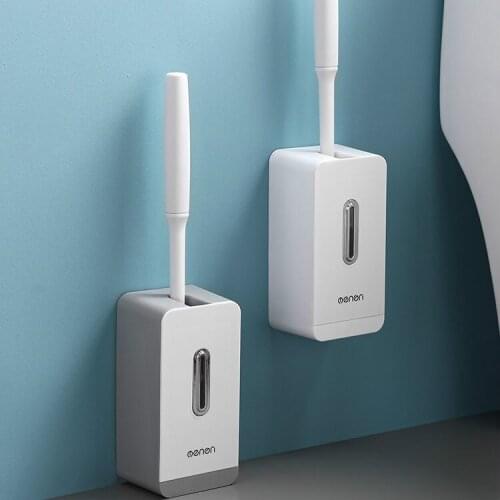 Home White Toilet Brush Nordic Silicone Wc Cleaning Bathroom Toilet Brush Artifact Wall Mounted Wc Borstel Household Items DH50M