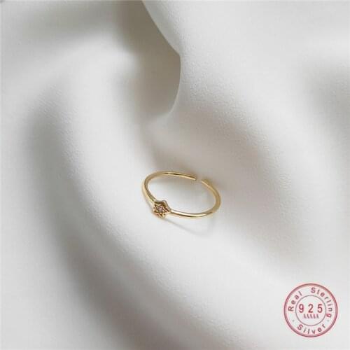 HI MAN 925 Sterling Silver Korean INS Crystal Star Opening Adjustable Ring Women Noble Elegant Birthday Party Jewelry