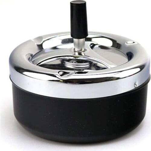 Indoor Outdoor Cigarette Ash Holder Metal Spinning Round Push Down Ashtray