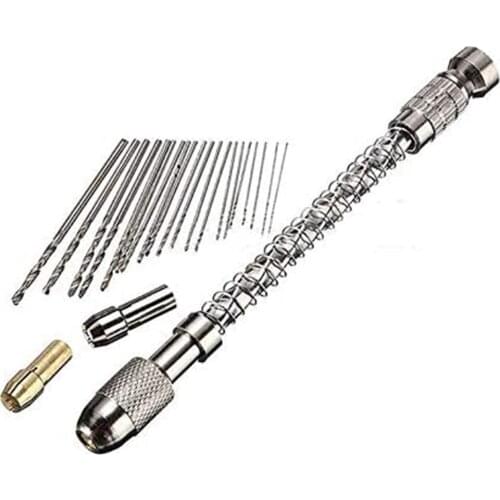 Hot 1 Set Mini Twist Drill Bits with Semi-Automatic Handdrill Suit Micro-Hobby Craft Jewelry Wood Mini Hand Drill Tools