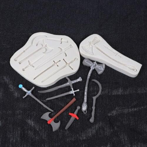 Sword & axe Silicone Mold Fondant Cakes Decorating Tool Silicone Mold Sugarcrafts Chocolate Baking Tool For Cakes Gumpaste Form