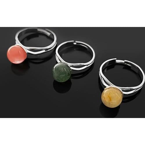 Minimalist Colored Crystal Natural Stone Rings for Women Amethyst Malachite Opal Gemstone Open Rings Adjustable Handmade Jewelry