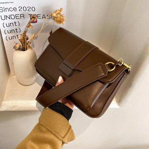 OLSITTI Fashion Casual Solid Color Pu Leather Shoulder Bags for Women 2021 Trendy Wide Shoulder Strap Square Ladies Crossbody