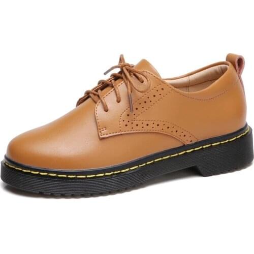 Women Black Dress Shoes Autumn Lace Up Women Shoes Genuine Leather Fashion Boat Shoes Moccasins Shoes Woman XKD1083