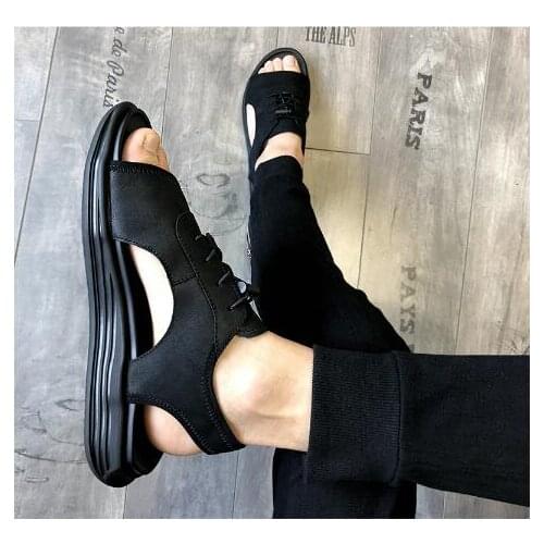 Men Sandals 2018 Cow Leather Summer Hot Rome Style Mens Gladiators Lace Shoes