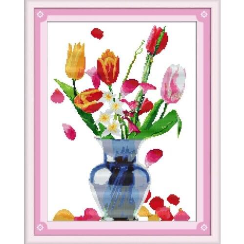 Rain of petals cross stitch kit flower 18ct 14ct 11ct count printed canvas stitching embroidery DIY handmade needlework