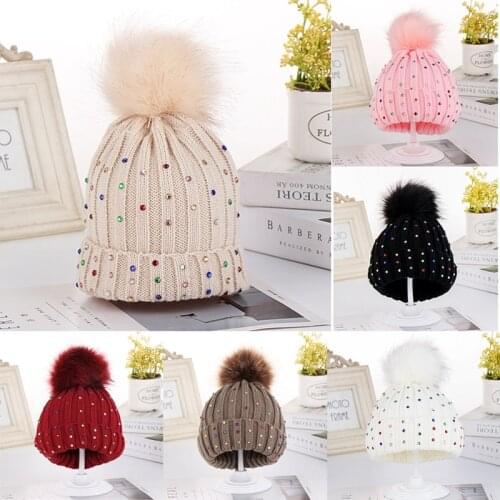 NEW Knitted Kids Pearl Beanie Cap Infant Newborn Baby Boy Girl Hat Warm Children Autumn Winter Girls Hat for Toddler Bonnet Cap
