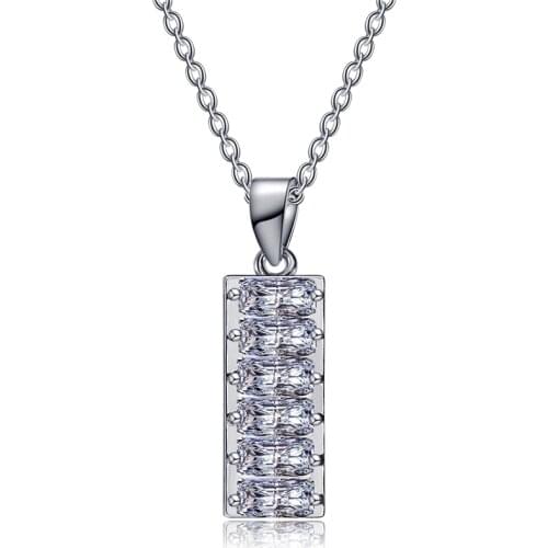 2019 New Fashion Rectangle AAA Cubic Zirconia Pendant Necklace For Female Girls O Chain Alloy Charm Necklace Pendant Colar