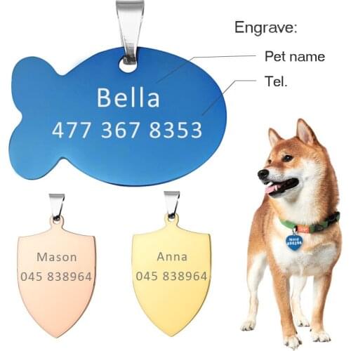 Personalized Dog Cat Tags Engraved Cat Dog Puppy Pet ID Name Collar Tag Pendant Pet Accessories Paw Glitter Pendant Dog Collars