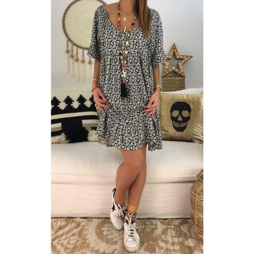 Lotus Leaf Sleeve Multicolor Printing Slim Thin Office Lady Mid-length Prairie Chic Dress A-line O-neck Cotton Womens Dresses