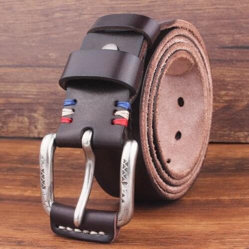 Fashion Designer Mens Luxury Belts High Quality Cow Genuine Leather Vintage Pin Buckles Business Male Jeans Waist Belt