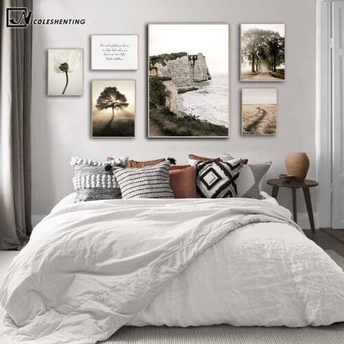 Scandinavian Decoration Canvas Painting Sunrise Tree Field Scenery Poster Nordic Style Nature Landscape Print Wall Art Picture