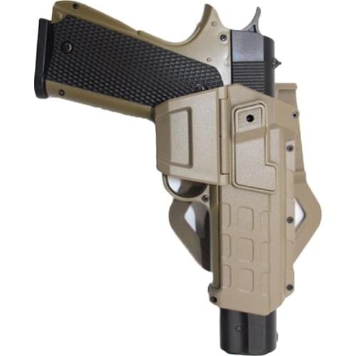 Tactical Movable Pistol Holsters for 1911 with Flashlight or Laser Mounted Glock Series Right Hand Waist Gun Holster