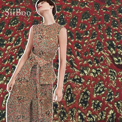 Siiboo jacquard fabric with gold thead leopard pattern yarn dyed brocade tejido for women party dress blazer sp6563
