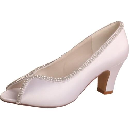 Wedopus Brand Peep Toe White Shoes Women High Heel Shoes Block Heel Size 8