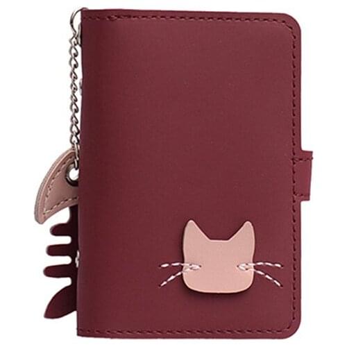 Women Cats Pattern Zipper Wallet PU Leather Multi-card Hand Holding Purse New