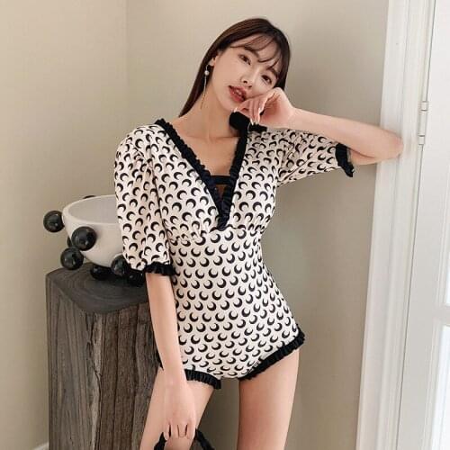 Female Swimwear One Piece Beachwear Swim Suit Swimsuit Women Summer Clothes 2021 Korea Cover Hot Bathing Print Polyester Sierra
