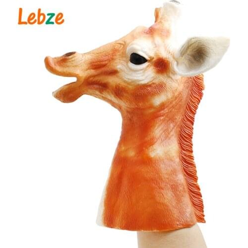Giraffe Hand Puppet For Stories Animal Head Hand Puppet Soft Non-toxic Rubber Figure Toy Children Realistic Giraffe Model Gift