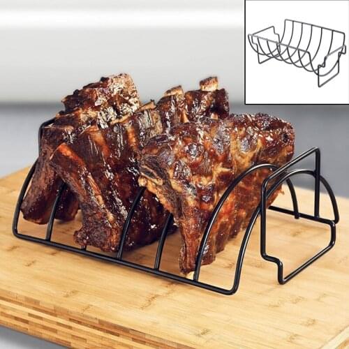 1PC Non-Stick Stainless Steel BBQ Tools Steak Holders Rack Grill Stand Roasting Rib Rack Kitchen Accessories QA 041