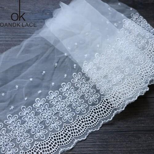 1 Yards White Color Embroidered Mesh Lace Wedding Dress Accessories Lace Trim Beautiful Lace Fabric