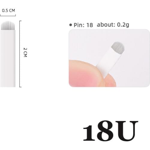 1000pcs 0.20mm 18 Pin U Shape Tattoo Needles Permanent Makeup Eyebrow Embroidery Blade For 3D Microblading Manual Tattoo Pen