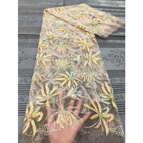 2020 Nigerian Sequins Laces Fabrics High Quality Tulle African Laces Fabric Multicolor French Net Lace Materia Wedding Dress 415