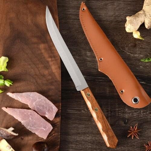 6.5 inch 4Cr14MOV stainless steel boning knife kitchen knife yellow solid wood handle sashimi knife cooking knife chef knife