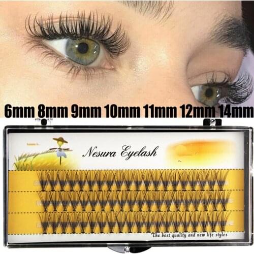 60 Pcs False Eyelashes Natural Long Thick Handmade Imitation Mink Eyelash Extension Planting Grafted False Eyelashes 6mm-14mm