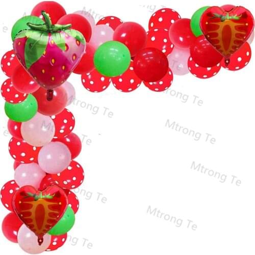 85pcs Strawberry Party Decoration Balloon Garland Kit for Girls 1st 2nd Birthday Party Supplies Red Strawberry Theme Decoration