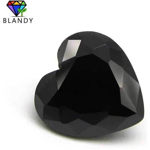 AAAAA 3x3~12x12mm Heart Cut Black CZ Stone Loose Synthetic Cubic Zirconia For Jewelry Free Shipping