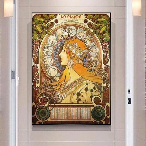 Alphonse Mucha Famous Illustration art Print on Canvas Posters And Prints Classical Art Nouveau Woman Art Pictures Home Decor