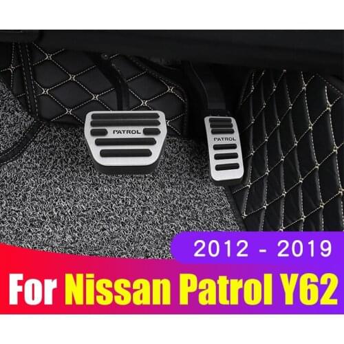 Aluminum Car Accelerator Fuel Brake Cover Pedals Non Slip Pad For Nissan Patrol Y62 2010-2015 2016 2017 2018 2019 Accessories