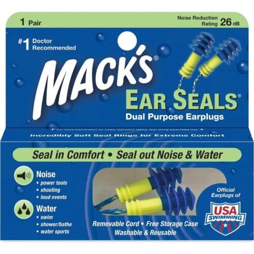 Macks US silicone earplugs noise reduction water proof 1 pair swimming earplugs, water sports earplugs double hardness design
