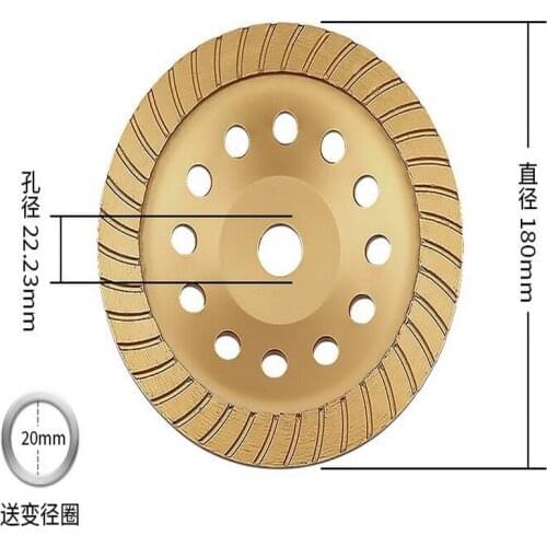 Free shipping of high quality 180*22.23*5mm huge turbo diamond grinding cup wheel for grinding marble/granite/ceramic/concrete