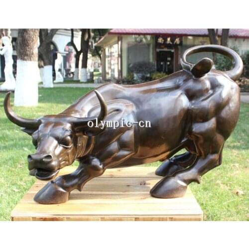 24'' Bronze Art sculpture Wall Street OX Charging Bull STATUE