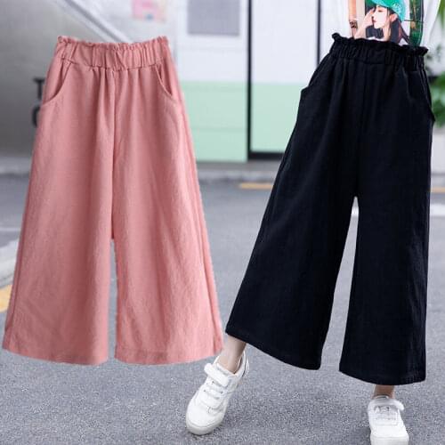 Girls' Trousers, Summer Thin, Wide-leg Pants, Girls, Big Kids, Korean Casual Trousers, Childrens Loose Pants