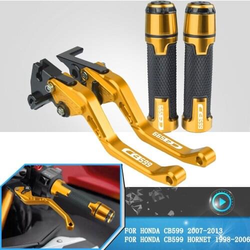 For Honda CB599 cb599 2007-2013 2012 2011 Motorcycle Adjustable Brake Clutch Levers + Grips Accessories CB 599 HORNET 1998-2006