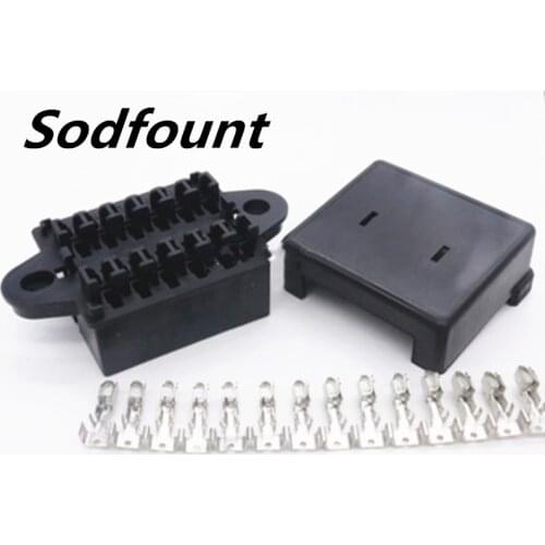 Double Row 12 Loop Road Medium Auto Relay Fuse Box with 24pcs Terminals BX2122 Car Insurance Holder for cars, electric cars
