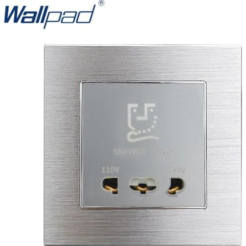 Shaver Socket Wallpad Luxury Grey Aluminum Alloy Panel Electric Wall Electrical Outlets For Home