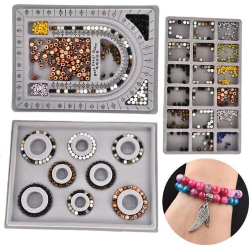 3pcs Flocked Bead Board Beaded Jewelry Making Measuring Tool DIY Bracelet Necklace Accessories Finding Organizer Tray Craft Tool