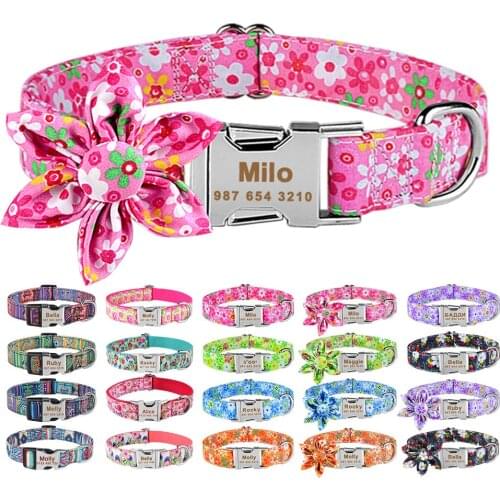 Custom Free Engraved Name Tag Personalized Dog Collar Adjustable Nylon Plaid Unisex Dogs Collar Small Large Product Dog Collars