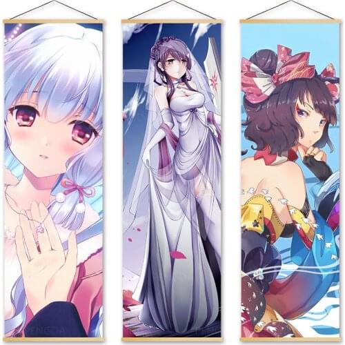 Canvas Print Kawaii Character Solid Wood Wall Art Modern Animation Girl Home Decoration Hang Painting Scroll Picture Living Room