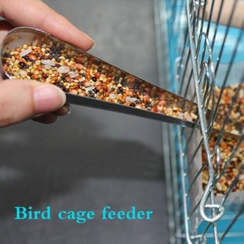 Portable Stainless Steel Bird Feeder Feeding Supply Parrot Pigeon Bird Accessory Bird Feed Containers for Bird Cage